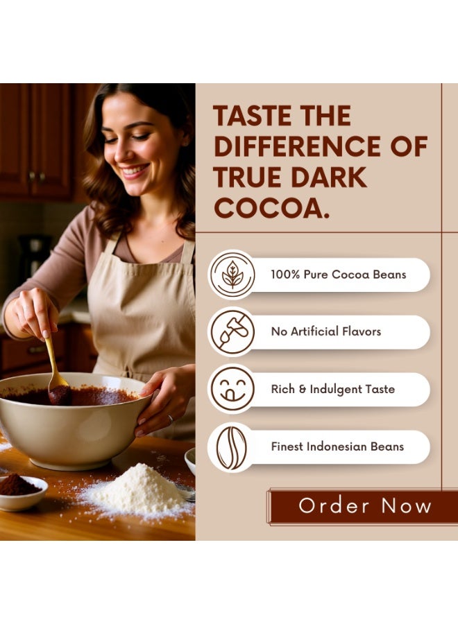 Bliss of Earth Dark Cocoa Powder 200g (Pack of 3) | Alkalized Unsweetened Cocoa Powder | Pure Baking Cocoa for Cakes, Brownies & Hot Chocolate | Vegan & Keto Friendly - Image 3